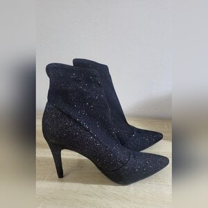 Women's Booties. Black glitter, sparkle. Sock bootie heels. One sexy shoe!